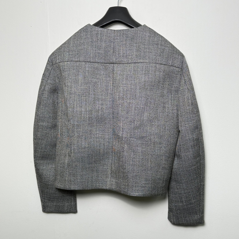 Boxy Jacket Blazer Women S Black White Grey Snap Front Cropped - Picture 8 of 9